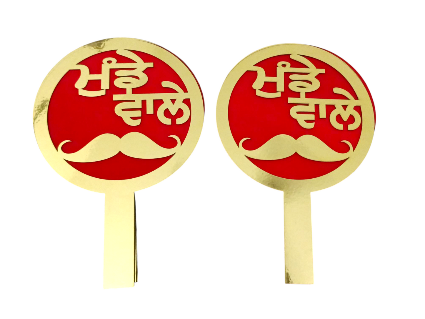 Punjabi "Munde Wale" Fancy Sticks – Set of 2 Mustache Props for Jaago, Mehndi & Wedding Day