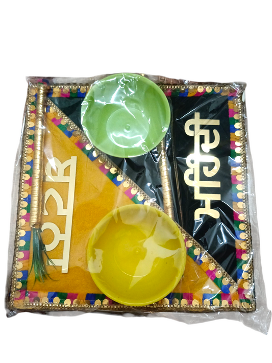Haldi & Mehendi Ceremony Tray Set – Dual Section Design Punjabi